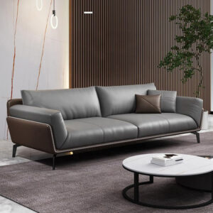 Modern Living Room Sofa Pu Leather Metal Leg 1+1+3 Apartment Home Office Sofa Set