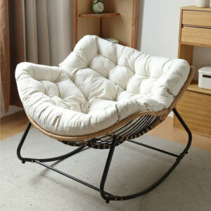 Modern Luxury Velvet Rocking Chair Carbon Steel Home Office Bar Hotel Outdoor Leisure Fabric for Bedroom Living Room